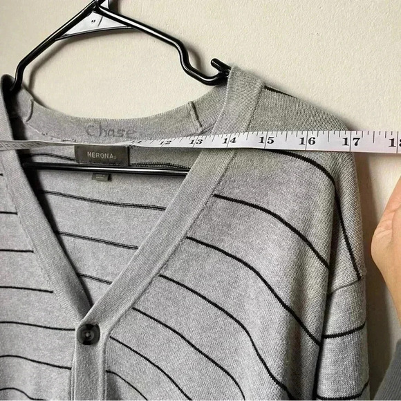 Merona Boys’ Large Striped Cardigan Sweater - Fits Women’s M/L - Picture 8 of 10